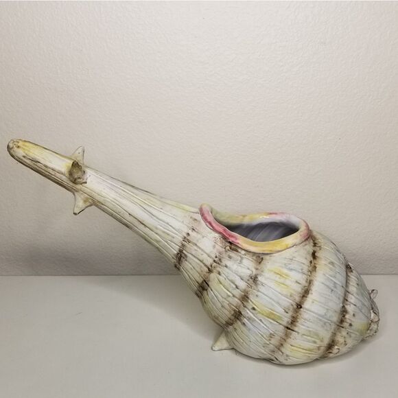 UNIQUE Conch Shell Planter Nautical Sealife Coastal Beach House Decor Italy 36/2 - Picture 3 of 12